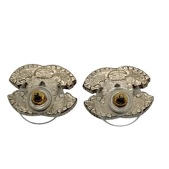 Auth CHANEL - Silver Clear Hardware Rhinestones post EarringsAuth - Picture 4 of 8